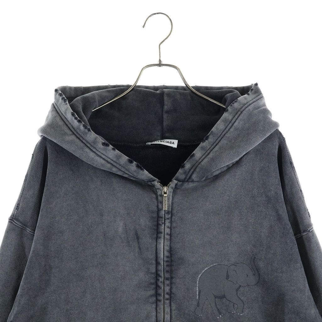 Balenciaga Oversized Zip Hoodie Farfetch Limited Distressed Zip Up Black — view 3