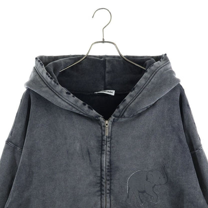 Balenciaga Oversized Zip Hoodie Farfetch Limited Distressed Zip Up Black — view 3