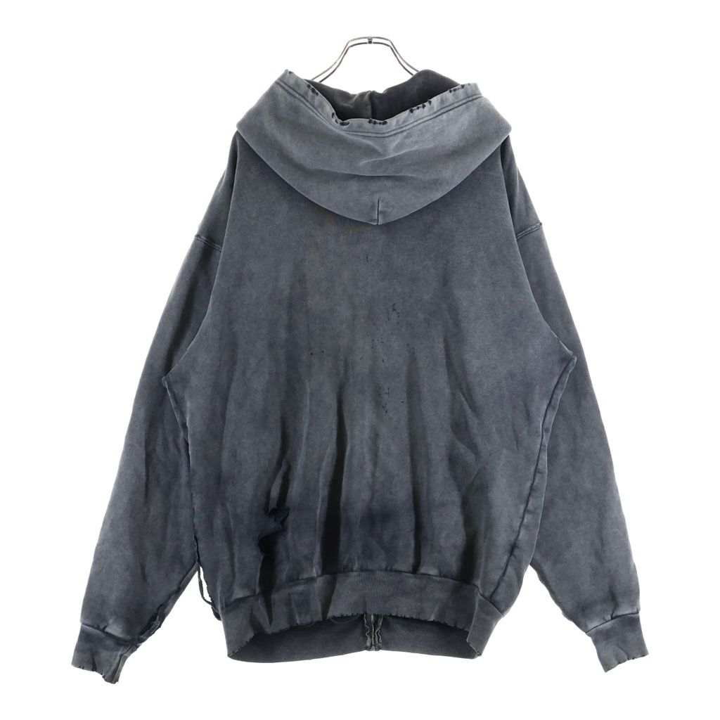 Balenciaga Oversized Zip Hoodie Farfetch Limited Distressed Zip Up Black — view 2
