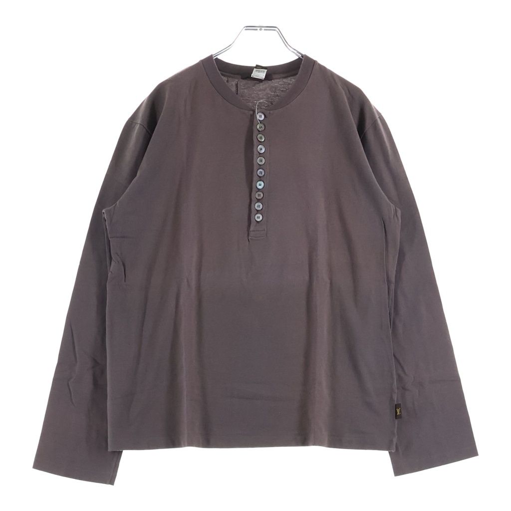 Louis Vuitton Henry Neck 10 Button Logo Pisneme Long Sleeve Top Brown