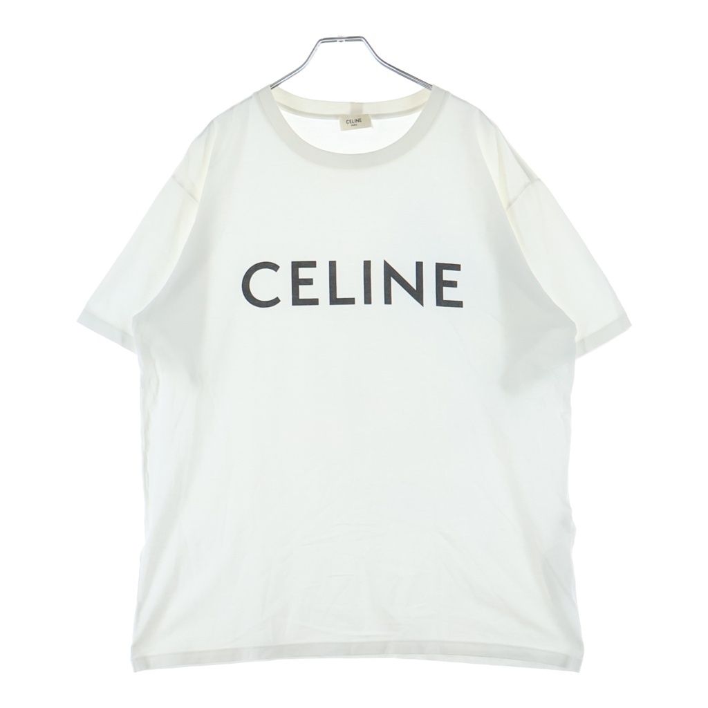Celine Front Logo Print Short Sleeve T-Shirt White