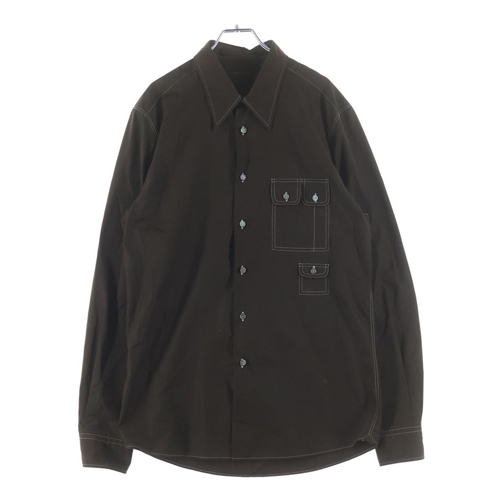 Louis Vuitton Broad White Stitch Long Sleeve Shirt Brown