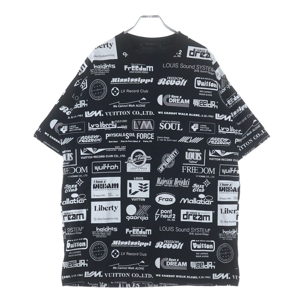 Louis Vuitton All Over Logo Tee All Crew Neck Short Sleeve T-Shirt Black