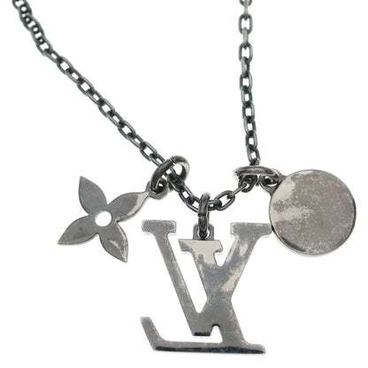 Louis Vuitton LV Initial Pendant Necklace Chain Gunmetal White — view 5