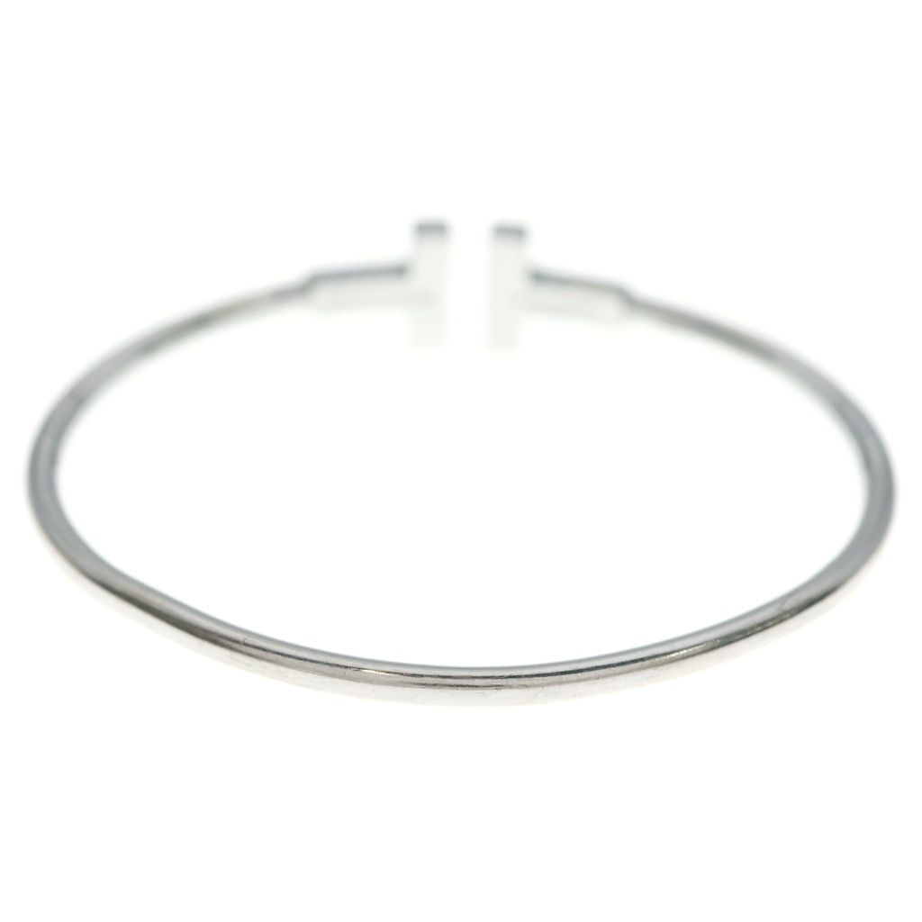 Tiffany & Co T Wire Diamond Bracelet Bangle Silver 18k White Gold — view 2
