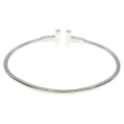 Tiffany & Co T Wire Diamond Bracelet Bangle Silver 18k White Gold — view 2