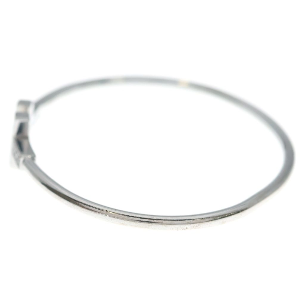Tiffany & Co T Wire Diamond Bracelet Bangle Silver 18k White Gold — view 4