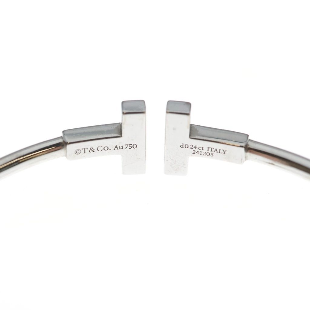 Tiffany & Co T Wire Diamond Bracelet Bangle Silver 18k White Gold — view 5