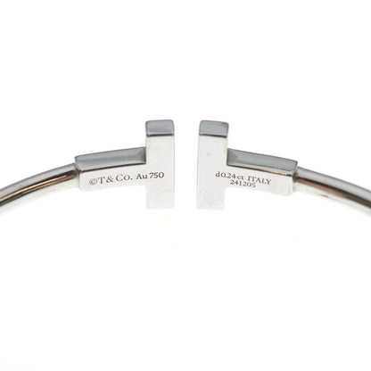 Tiffany & Co T Wire Diamond Bracelet Bangle Silver 18k White Gold — view 5