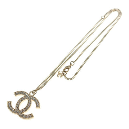 Chanel CC Logo Line Stone Necklace Pendant Chain Gold — view 2