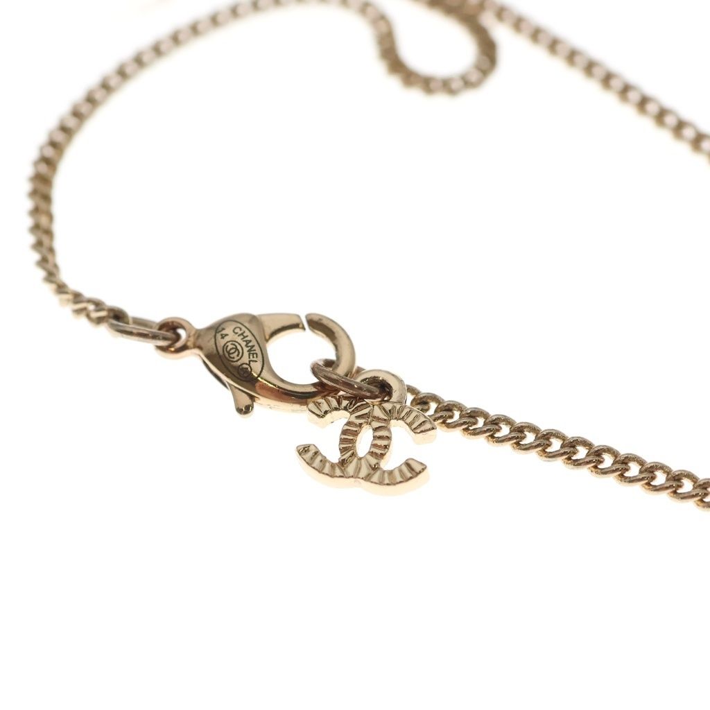 Chanel CC Logo Line Stone Necklace Pendant Chain Gold — view 4