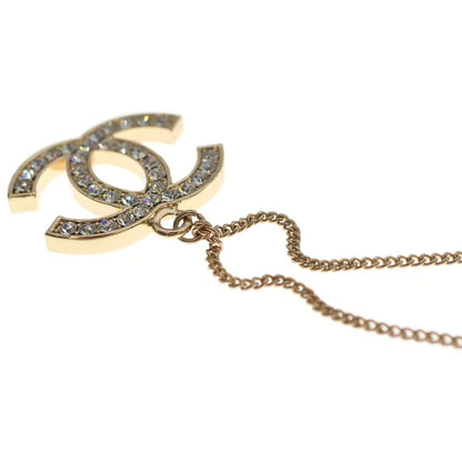 Chanel CC Logo Line Stone Necklace Pendant Chain Gold — view 5