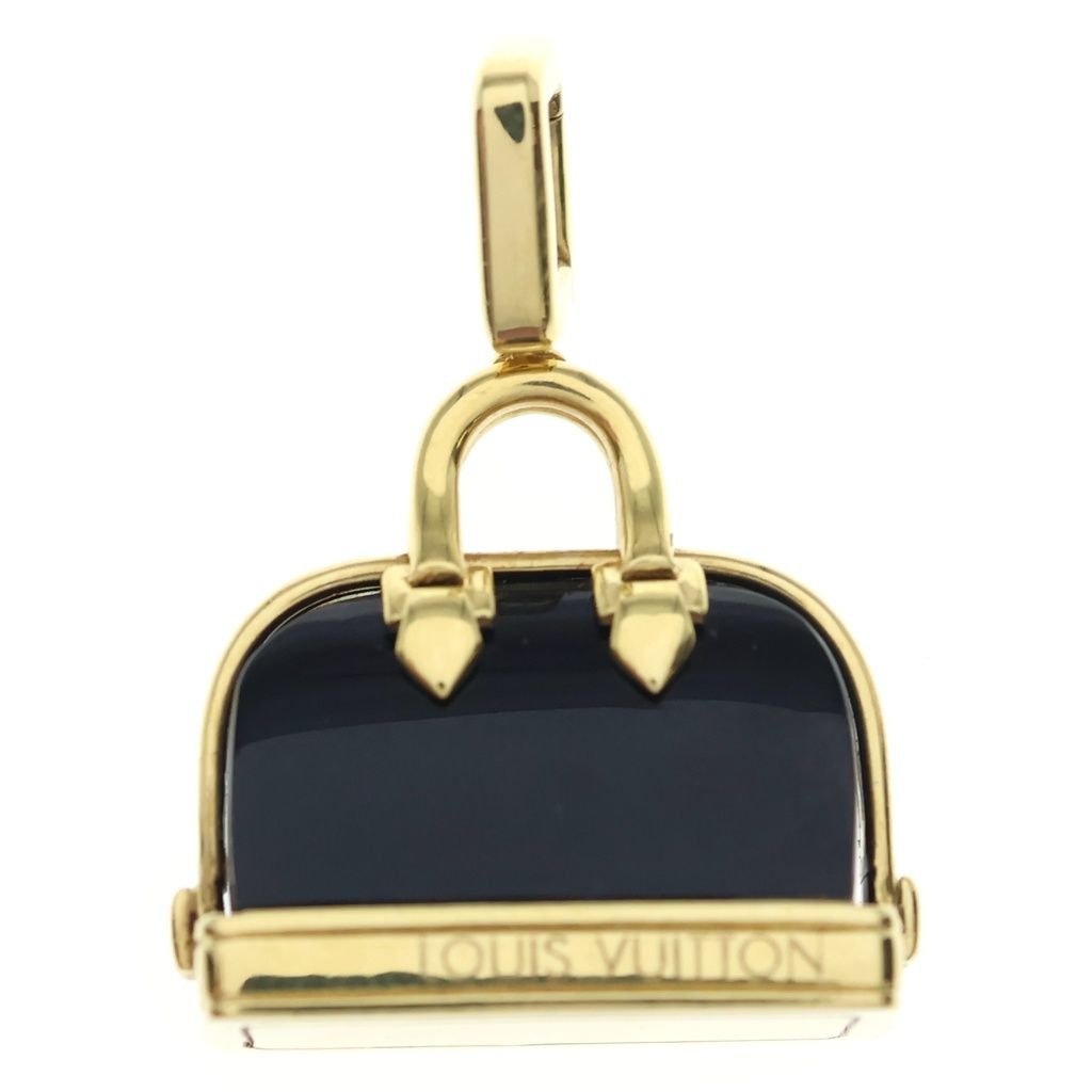 Louis Vuitton Alma Onyx Pendant Necklace Gold Black