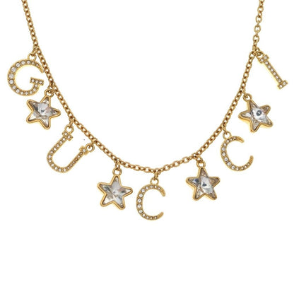 Gucci Script Logo Necklace Star Pendant Chain Gold — view 3