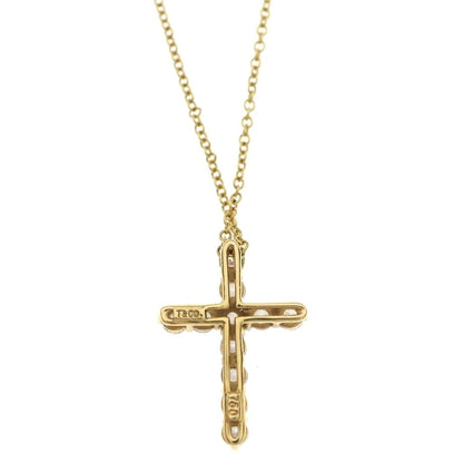 Tiffany & Co Small Cross Diamond Necklace Pendant Chain Gold — view 5