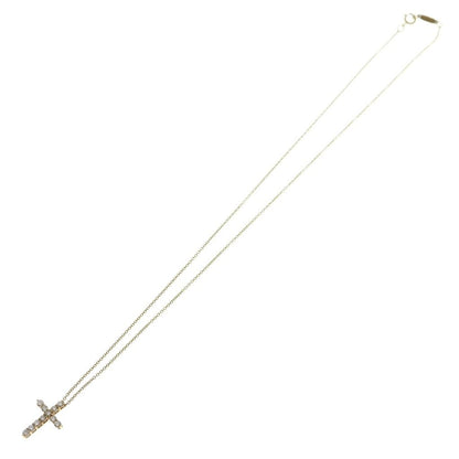 Tiffany & Co Small Cross Diamond Necklace Pendant Chain Gold — view 2