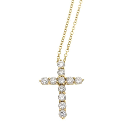 Tiffany & Co Small Cross Diamond Necklace Pendant Chain Gold — view 3
