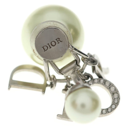 Dior CD Tribal Logo Faux Pearl Line Stone Earrings Silver — view 5