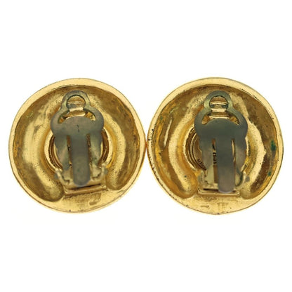Chanel CC Logo Faux Pearl Round Earrings Gold — view 2