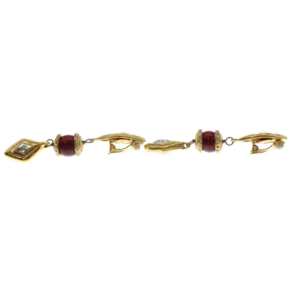 Chanel Crystal Line Stone Earrings Gold — view 3