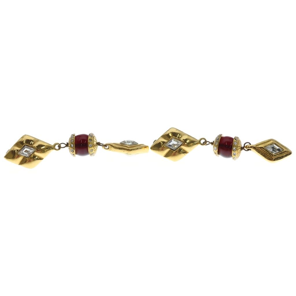 Chanel Crystal Line Stone Earrings Gold — view 4