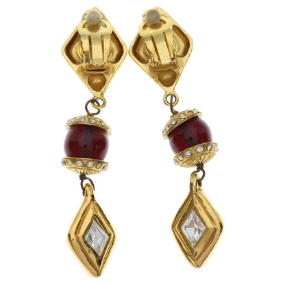 Chanel Crystal Line Stone Earrings Gold — view 2