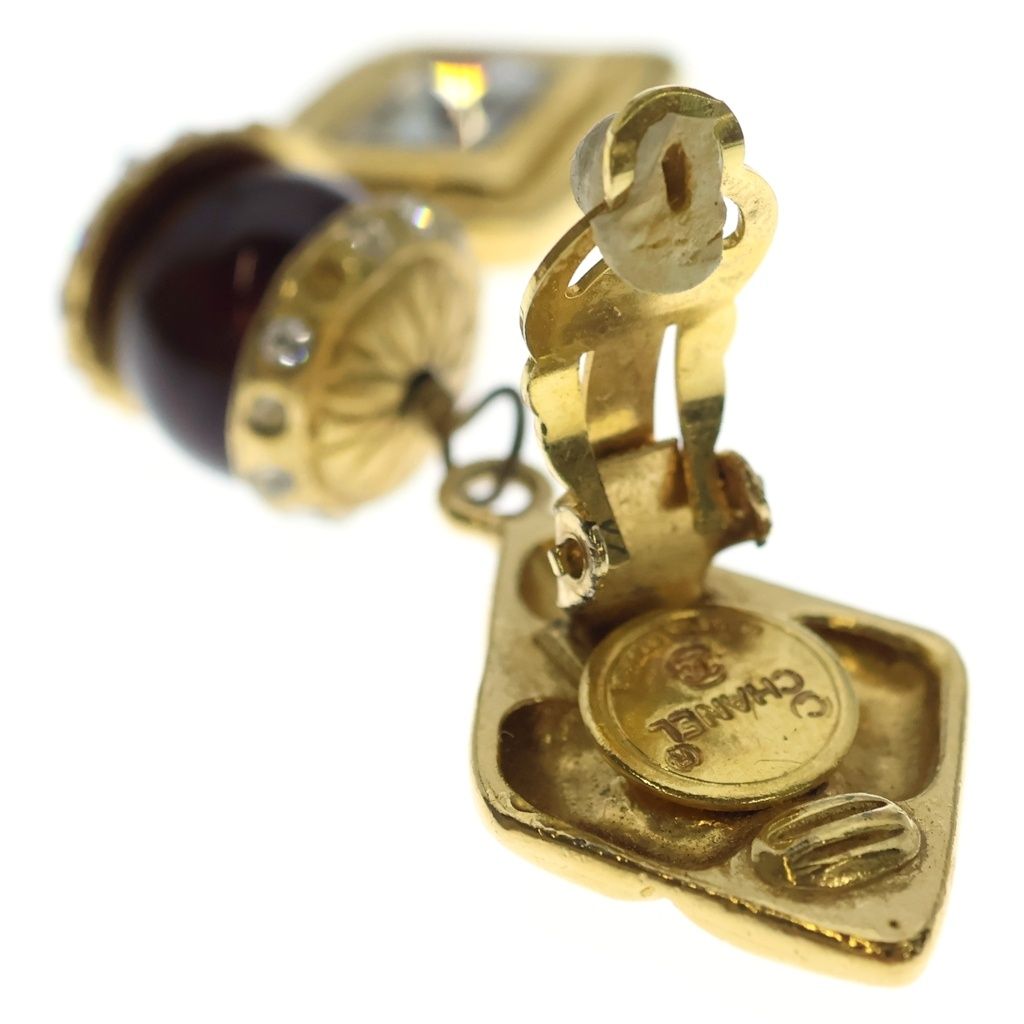 Chanel Crystal Line Stone Earrings Gold — view 5