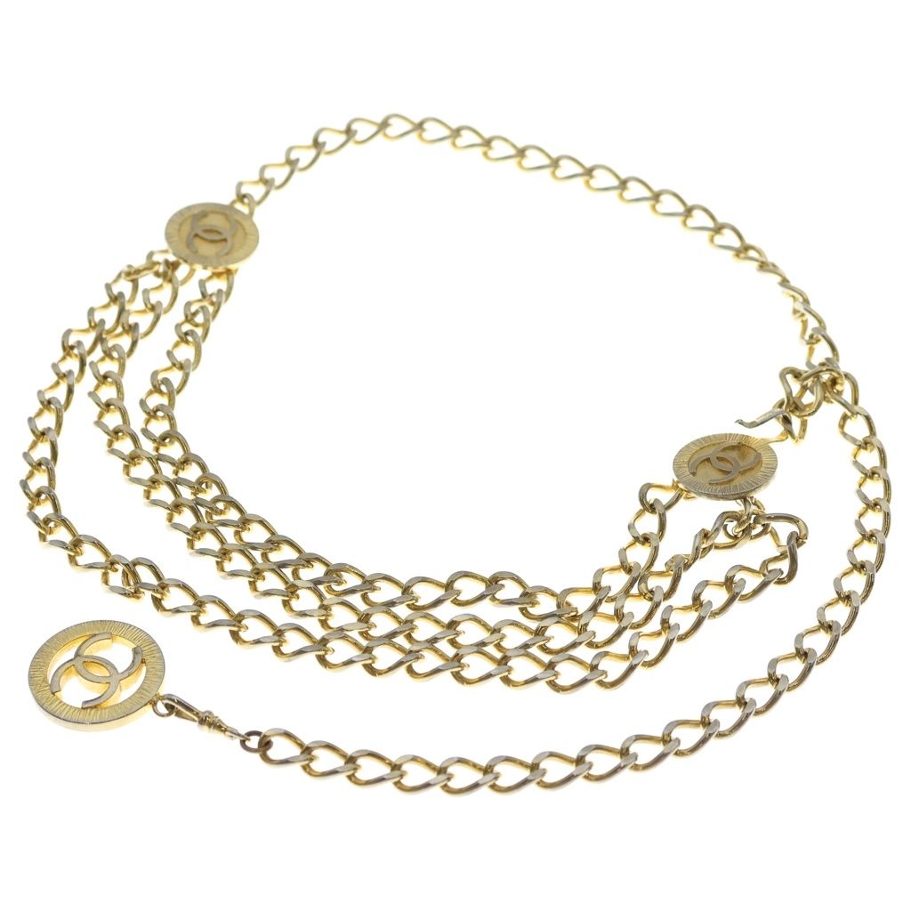 Chanel CC Logo Triple Chain Belt Gold