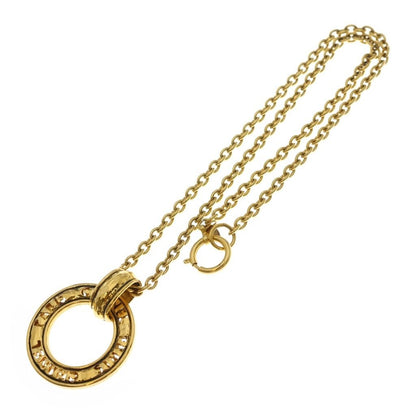 Chanel Logo Circle Round Long Chain Necklace Gold — view 2