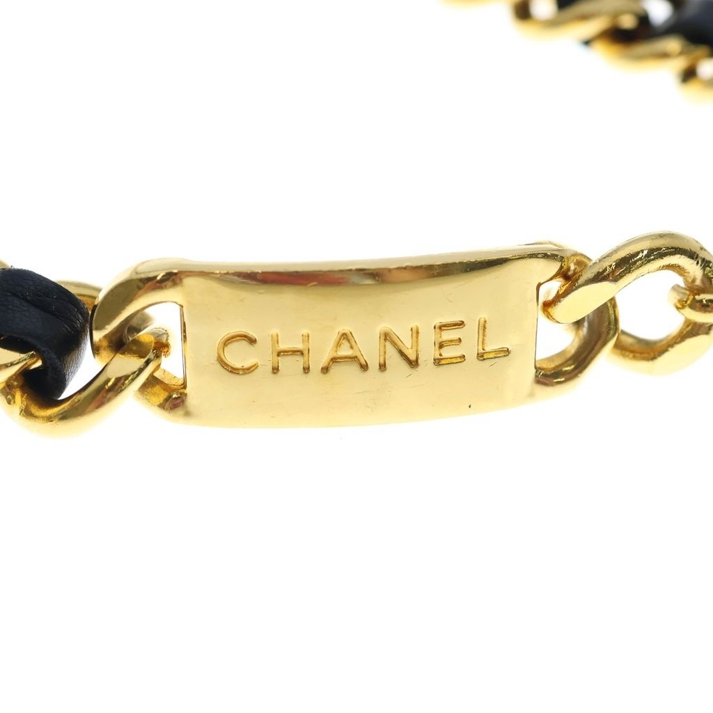 Chanel Cambon CC Logo Plate Leather Chain Belt Gold — view 4