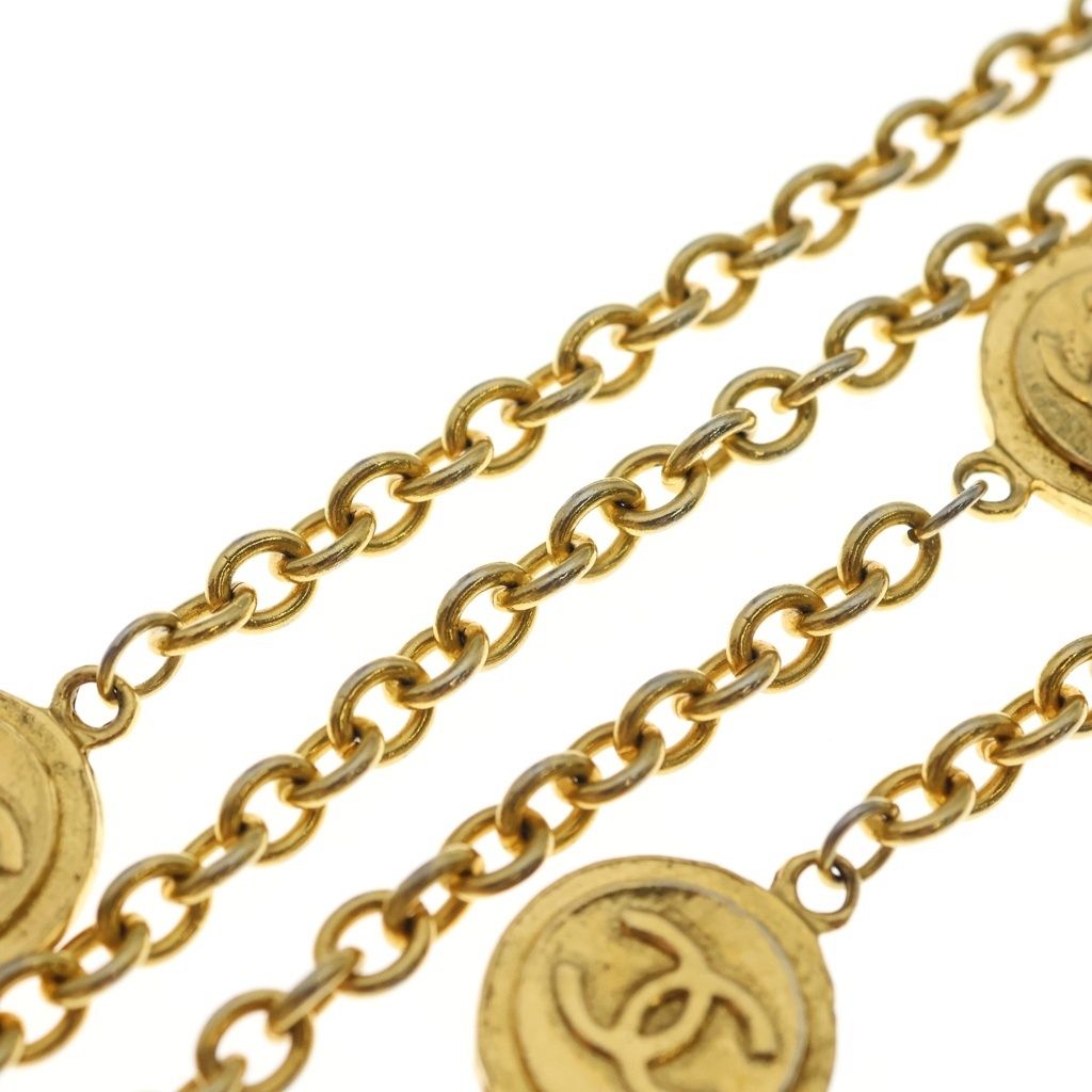 Chanel CC Logo Medal Long Chain Necklace Gold — view 6