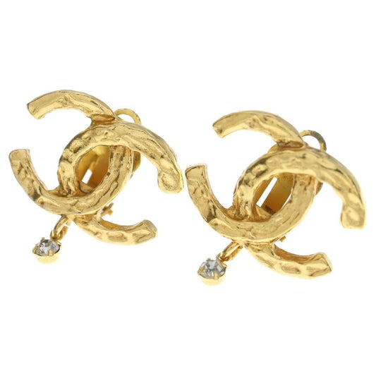 Chanel CC Logo Drop Crystal Earrings Gold