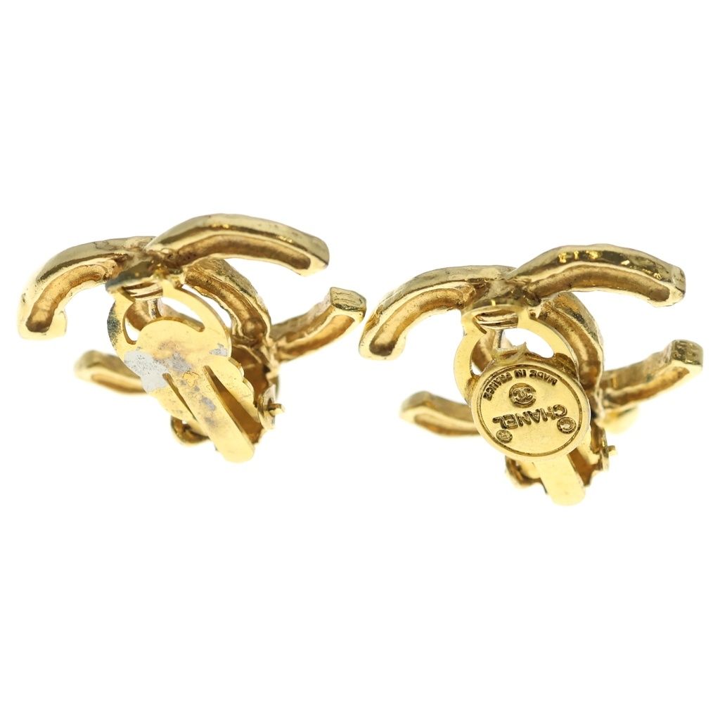Chanel CC Logo Drop Crystal Earrings Gold — view 3