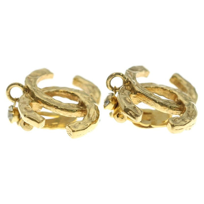 Chanel CC Logo Drop Crystal Earrings Gold — view 4