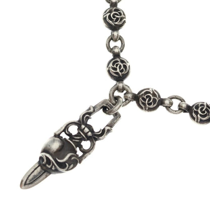 Chrome Hearts 1 Frlbl Chn Heart Dagger Floral Ball Chain Daga Necklace Silver