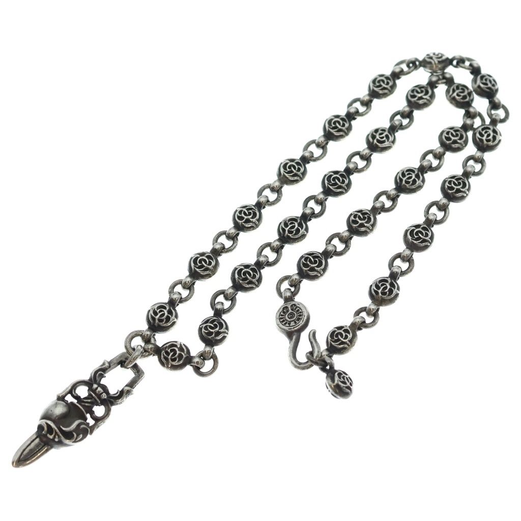 Chrome Hearts 1 Frlbl Chn Heart Dagger Floral Ball Chain Daga Necklace Silver — view 2