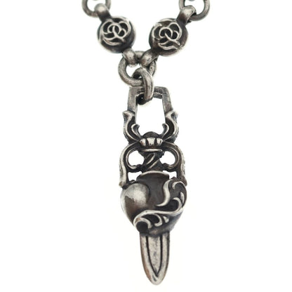 Chrome Hearts 1 Frlbl Chn Heart Dagger Floral Ball Chain Daga Necklace Silver — view 3