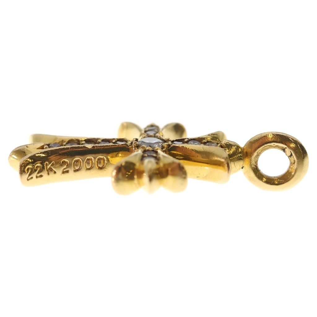 Chrome Hearts 22k Tny Crsf P Dia Tiny Fat Cross Pave Diamond Pendant Top Gold — view 3