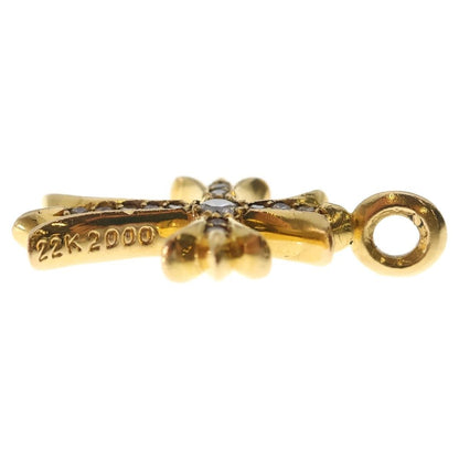 Chrome Hearts 22k Tny Crsf P Dia Tiny Fat Cross Pave Diamond Pendant Top Gold — view 3