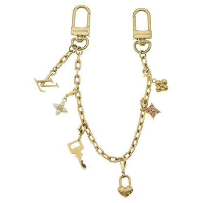 Louis Vuitton Bag Charm LV Heart Padlock Pearl Bag Chain Key Holder Gold White
