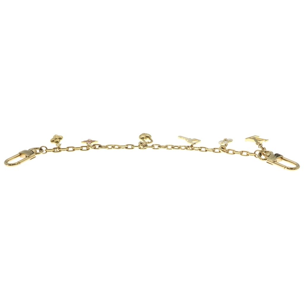 Louis Vuitton Bag Charm LV Heart Padlock Pearl Bag Chain Key Holder Gold White — view 3
