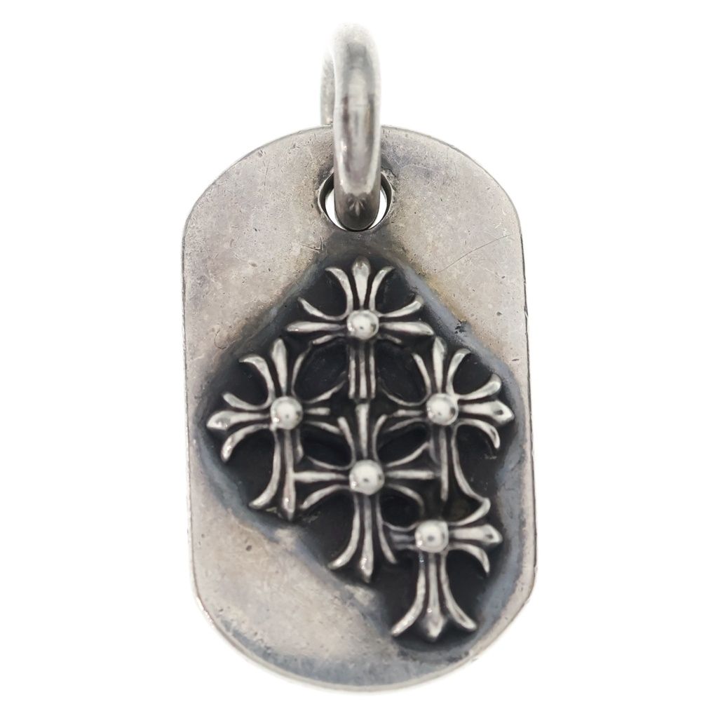 Chrome Hearts Raised Dogtag Charm Silver Necklace Top