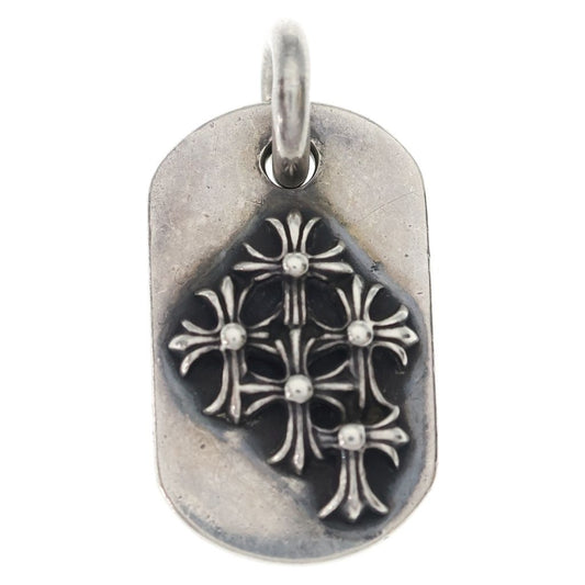 Chrome Hearts Raised Dogtag Charm Silver Necklace Top