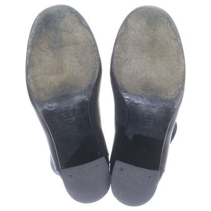 Chanel CC Logo Leather Heels Short Boots Shoes Black — view 5