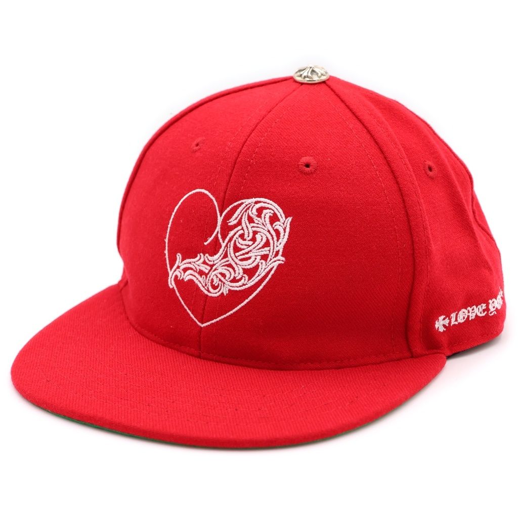Chrome Hearts Fitted Wool Acrylic Serge Heart Logo Embroidered Baseball Cap Red