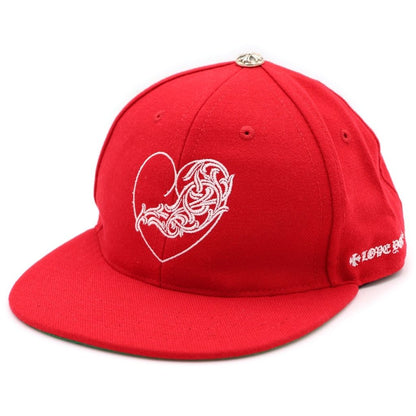 Chrome Hearts Fitted Wool Acrylic Serge Heart Logo Embroidered Baseball Cap Red