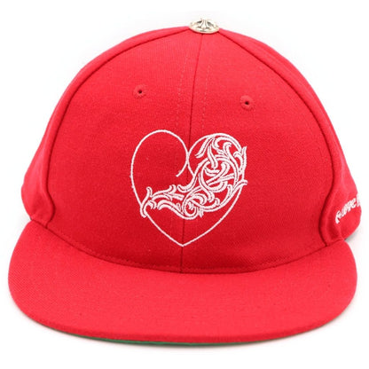 Chrome Hearts Fitted Wool Acrylic Serge Heart Logo Embroidered Baseball Cap Red — view 4