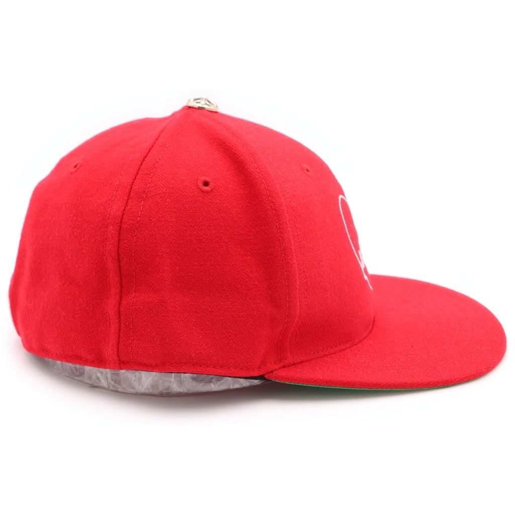 Chrome Hearts Fitted Wool Acrylic Serge Heart Logo Embroidered Baseball Cap Red — view 3