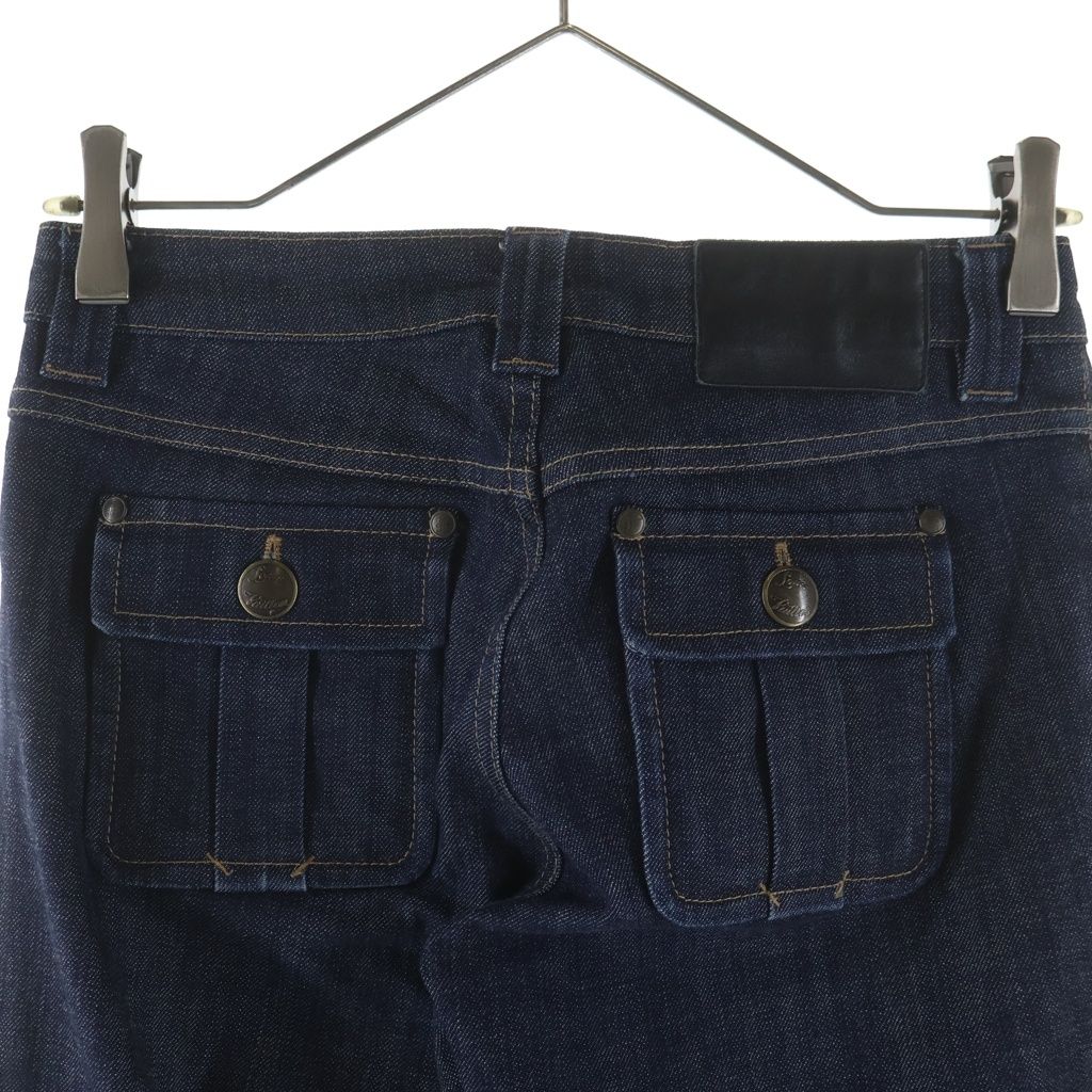Louis Vuitton Monogram Flower Embroidery Hem Zip Denim Pants Jeans Indigo — view 3