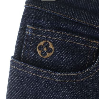 Louis Vuitton Monogram Flower Embroidery Hem Zip Denim Pants Jeans Indigo — view 5